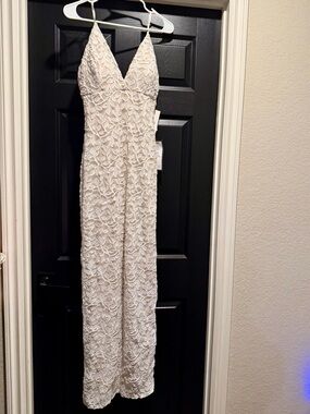Spaghetti Strap Lace Maxi Dress in Ivory size large